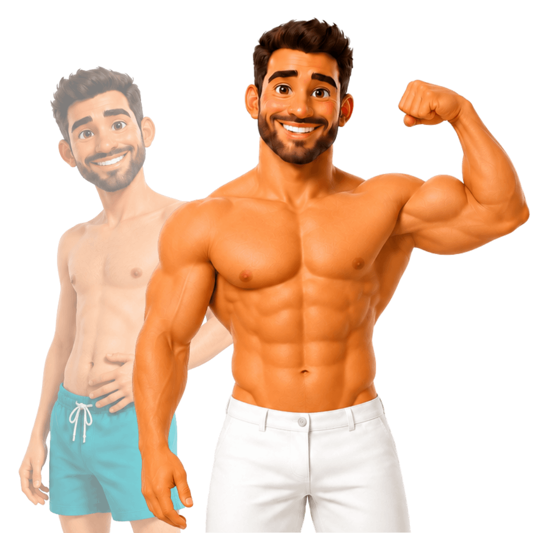 Illustration of a person building muscle