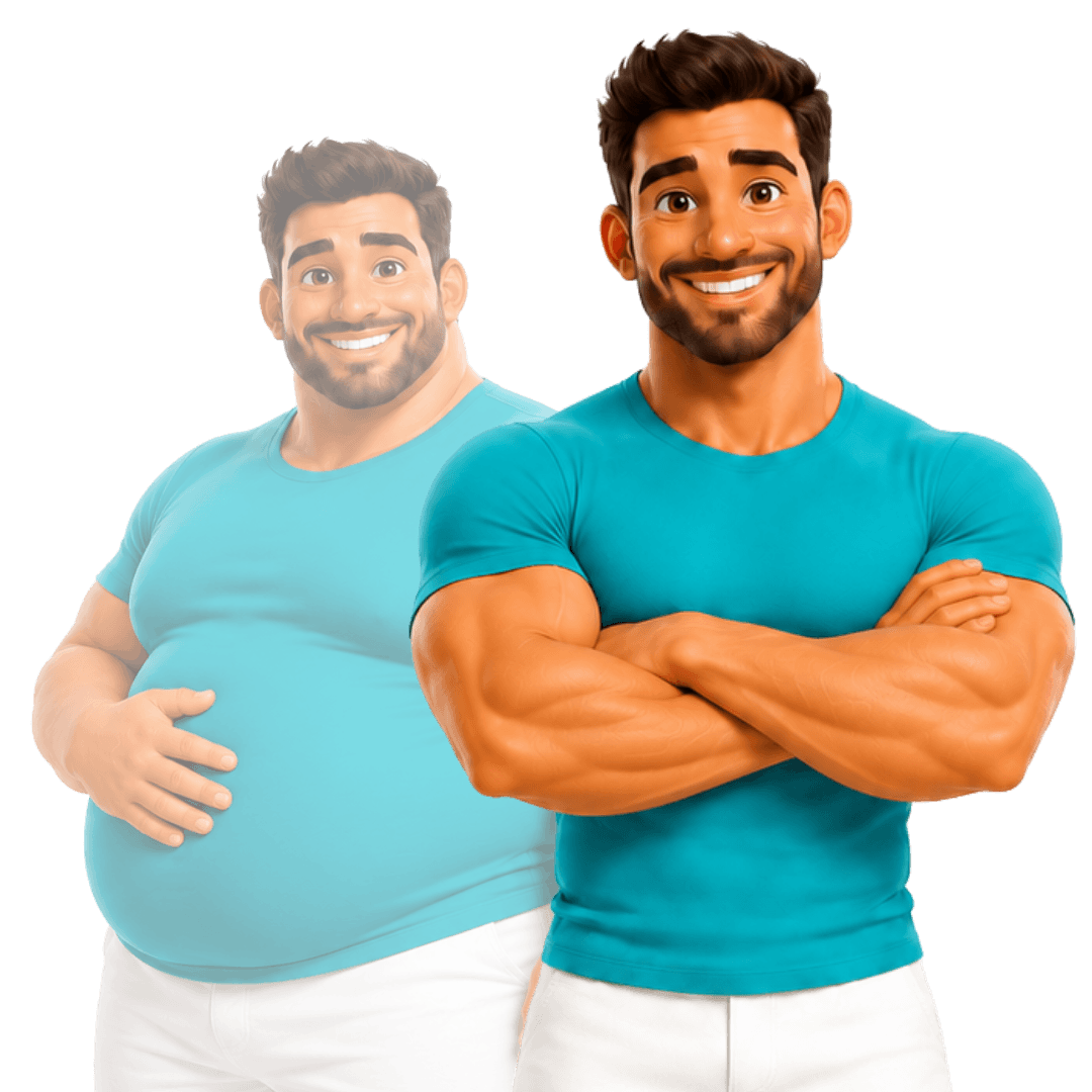 Illustration of a person on a weight-loss journey